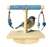 Wooden Bird Perch Training Stand - Parrot Rocking Toy | Desktop Tiger-Striped Robin Play Gym | Solid Wood Rocking Toy for Self-Entertainment and Exercise, Natural Timber Construction