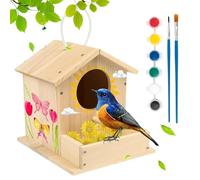 Wooden Birdhouse Kit - Natural Nest Craft, DIY Build Activity Set, Paint Ready with Large Design, Garden Decor featuring Bird Shelter Use, Outdoor Toy Creative Project, Bird House for Aviary Setup