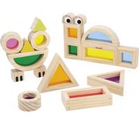 Wooden Block to Assemble-Sensory Learning Game-18 Blocks and 6 Model Cards-Learning Shapes and Colours-Develops Fine Motor Skills-Wooden Toy-From 12 Months-J05306
