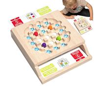 Wooden Board Bead Game, Color Matching Logic Puzzle, Fine Motor Skill Toy for Preschool Learning Activities Toddler, Classroom, Homeschool, 8.66x7.28x1.77 inches