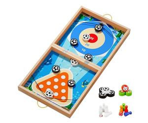 Wooden Board Game - 8.66 inch Kids Game Set | Wood Educational Play Set - Interactive Multi Games Board with Catapult Bowling Chess and Hockey for Children Aged 3 to 12 at Home Or School