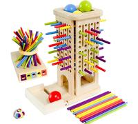 Wooden Board Games,2 in 1 Montessori Games,Fun Toys for Family,Child Game Wooden Sticks Colorful,Interactive Game for Family and Travel