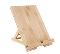 Wooden Book Holder - Adjustable Tablet Support Stand, Hands Free Cookbook Display Rack, Stable Desktop Device Rest | Natural Wood Reading Easel Designed For Kitchen Counter Study Desk Tablet Viewing