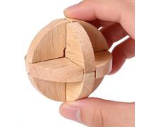 Wooden Brain Teaser Puzzles, 3D Interlocking Educational Ball, 2.76x2.76x2.76 inches Puzzle Toy with Sturdy Feature, Mind-Challenging Game for Kids, Teens, and Adults, Fun Activity for Home, School