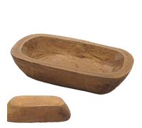Wooden Bread Bowl - 9.84 Inch Decorative Wooden Dish | Wood Handcrafted Bowl - Bohemian Carved Wood Bowls for Bread Dough Display or Serving Candles Candies and Kitchen Decor with Farmhouse Charm