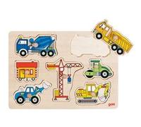 Goki - 2041560 - Puzzle En Bois À Encastrement - Véhicules De Construction - 7 Pièces