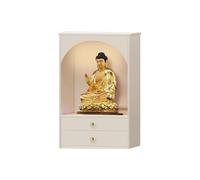Wooden Buddhist Shrine Cabinet, Wall Mounted Altar Table with Double Drawers & Pull-Out Tray, Space-Saving for Small Spaces, Home Worship(White double-layer,30CM/11.8IN)