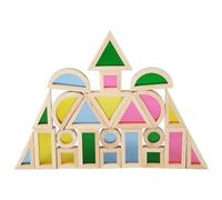 Wooden Building Blocks - Geometric Building Blocks Shape Sorter Set