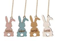 Wooden Bunny - Natural Blank Ornament, Wooden Easter Decorations | Colorful Rabbit Pendant For Family, Friends, Adults, Women, Home, Indoor, Office, Study, Holiday Easter Decor For Holiday