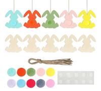 Wooden Bunny Ornaments, 10 Piece Unfinished Set, Blank Craft Decorations with Smooth Layer, DIYs Rabit Decor, Holiday Accessory with Sturdy Build, Party Tool for Door & Shelves