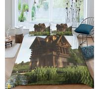 Wooden cabin Housse de Couette Microfibre 3 Pièces Imprimé en 3D Super Douce Rustic lodge style Ensemble De Literie avec Fermeture Éclair Résistante for Enfants Garçons Filles Double（200x200cm）