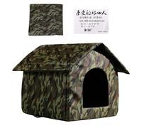 Wooden Cat House | Wo0den Kitty Shelter | Folding Weatherproof Non Slip Condos Tent Windproof Cave | Hideaway for Sleeping Play Balcony Stray Animals Winter Patio