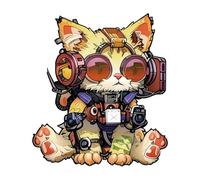 Wooden Cat Jigsaw Puzzle - Animal Shaped For Adults, Artistic With Headphones Design Brain Training Game | Unique Decorative Gift Women Men Family Friends Home Relaxation And Display