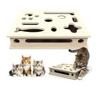Wooden Cat Nail File Enrichment Box Interactive Scratch Puzzle Toy for Cats and Kittens, Claw Grooming Scratcher Training Box for Indoor Couch Corner Carpet Furniture Protection Use
