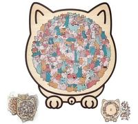Wooden Cat Puzzle - 135-Piece Cats Shaped Wooden Jigsaw Puzzle for CatLovers, Unique Animal Shape Puzzles, Creative Home Decor, Fun & Challenging Irregular PuzzlePieces (A)