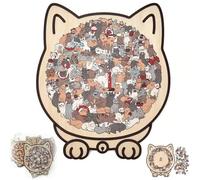 Wooden Cat Puzzle - 135-Piece Cats Shaped Wooden Jigsaw Puzzle for CatLovers, Unique Animal Shape Puzzles, Creative Home Decor, Fun & Challenging Irregular PuzzlePieces (C)