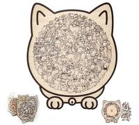 Wooden Cat Puzzle - 135-Piece Cats Shaped Wooden Jigsaw Puzzle for CatLovers, Unique Animal Shape Puzzles, Creative Home Decor, Fun & Challenging Irregular PuzzlePieces (D)