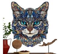 Wooden Cat Puzzle, Challenging Fun Cat-Shaped Brain Teaser