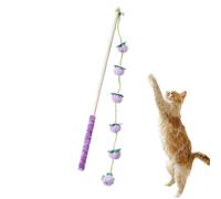 Wooden Cat Teaser Wand - 15.7 Inch Anti Slip Handle for Shaped Interactive Cat Toy | Indoor Kitten Exercise with Chewing Teeth, Grinding Play Stick for Home Park Garden Outdoor Training Activity