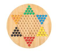 Wooden Checkers Board Game - Hexagonal Glass Beads, Chinese Checkers Set, Classic Strategy Family Tabletop Game, Durablee Wooden Board with Colorful | Adults Friends Family Kids Age 3+ Home