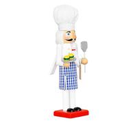 Wooden Chef Nutcracker - Baker Edition | Hand-Painted Traditional Christmas Figurine With White Toque And Rolling Pin, Festive Holiday Table Decor; Perfect For Kitchen Counters, Mantels, And Bakers
