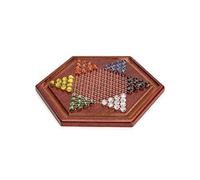 Wooden chinese checkers game Set, 11.75 Inches - with 60 colored Marbles, 16mm