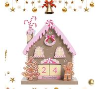 Wooden Christmas Countdown Calendar - Wooden Calendar for Desk | Gingerbread Themed Home Decoration | Holiday Decoration Wood Block Calendars for Christmas Bedroom School Shelf Apartment