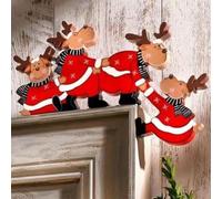 Wooden Christmas Door Frame Decoration 20x10cm Santa Elk Design | Solid Wood, Festive Living Room Bedroom Office Decor, Santa Elk Angel Designs, Perfect Holiday