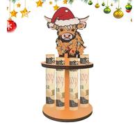 Wooden Christmas Money Holders, Highland Cow Money Holder, Unique Holiday Presentation, Money Stand for Holiday Decorations Festive Ornament Cash Wooden Cash Holder for Holidays