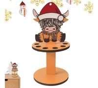 Wooden Christmas Money Holders, Highland Cow Money Holder with 10 Holes, Cash Stand for Holiday Table Decoration, Unique Christmas Ornament for Gift Giving and Festive Home Décor
