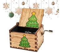 Wooden Christmas Music Box - Hand Crank Holiday Musical Ornament with Classic Tune, Vintage Seasonal Decoration for Collectors, Enthusiasts, and Home Decorators, Perfect for Mantel, Office Desk