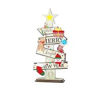 Wooden Christmas Tree Decoration - Rustic Farmhouse Tabletop Ornament | Holiday Table Centerpiece Scene Accessories for Mantle, Shelf, Fireplace, Desktop, Desk, Tiered Tray & Home Festive Decor
