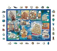 Wooden.City 1000 +10 Pièces Puzzle en Bois Voiliers - Puzzles en Bois pour Adultes et Adolescents - Puzzles de Navires Colorés avec des Pièces en Bois Insolites et Uniques Cachées en Forme d'Animal