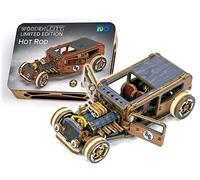 WOODEN.CITY Hot Rod Limited Edition - Kits de Maquettes en Bois 3D pour Adultes pour Construire des Voitures - Casse-tête Rétro en Bois 3D 142 pièces, Kit de Voiture en Vois à l'échelle 1/32