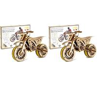 WOODEN.CITY Kit De Modèle en Bois À Construire - Motocross Puzzle 3D - Jouet DIY Coupe Au Laser - Puzzle Adulte, Idée Cadeau Homme - Moto Miniature, Retro Moto, Casse Tête, Maquette Bois (Lot de 2)