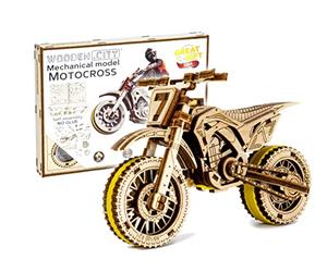 WOODEN.CITY Kit De Modèle en Bois À Construire - Motocross Puzzle 3D - Jouet DIY Coupe Au Laser - Puzzle Adulte, Idée Cadeau Homme - Moto Miniature, Retro Moto, Casse Tête, Maquette Bois