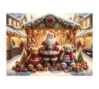 WOODEN.CITY Puzzle de Noël 1000 pièces en bois avec 100 figurines festives uniques - Marché de Noël - 54 x 39,4 cm - Fabriqué dans l'UE