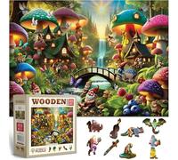WOODEN.CITY Puzzle en bois 1000 pièces Champignon Wonderland - Puzzle en bois de qualité supérieure de 1000 pièces pour adultes avec 100 formes fantaisistes - Fabriqué et conçu en UE