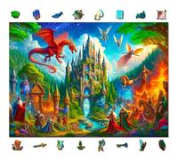 WOODEN.CITY Puzzle en bois 1000 pièces - Château de dragon fantastique | 54 x 39,4 cm | Fabriqué en UE