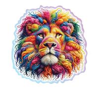 WOODEN.CITY Puzzle en bois 150 pièces - Lion doux avec 15 pièces en forme d'animal - 19,1 x 19,7 cm - Conçu et fabriqué dans l'UE