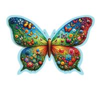 WOODEN.CITY Puzzle en bois 150 pièces - Papillon coloré avec 15 pièces en forme d'animal - 28,6 x 19,1 cm - Conçu et fabriqué dans l'UE