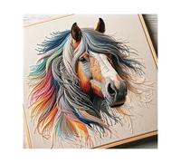 WOODEN.CITY Puzzle en bois 250 pièces - Cheval doux avec 25 pièces en forme d'animal - 26,7 x 26,7 cm - Conçu et fabriqué en UE