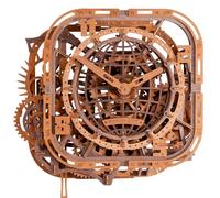 WOODEN.CITY Puzzle en bois 3D - Horloge murale en forme de globe | Kit de construction en bois pour adultes | 369 pièces | Horloge mécanique puzzle 3D | Pas de colle nécessaire | Fabriqué dans l'UE