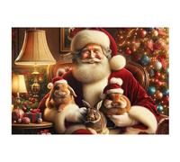 WOODEN.CITY Puzzle en bois 500 pièces - Père Noël et lapins mignons avec 50 pièces en forme de Noël - 39,4 x 26,7 cm - Conçu et fabriqué dans l'UE