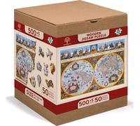 WOODEN CITY Puzzle en bois Carte antique Nova Terrarum 2in1, 505 pièces ECO