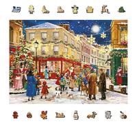 WOODEN.CITY Puzzle en bois de 1000 + 10 pièces - Puzzle avancé en bois pour adultes - Puzzle rétro nostalgique en bois avec pièces de Noël uniques et formes inhabituelles - Grand puzzle