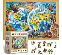 WOODEN.CITY Puzzle en bois Wildlife of The Planet - Puzzle en bois de 1000 pièces pour adultes avec 100 formes d'animaux uniques - Puzzles en bois écologique de qualité supérieure pour adultes - 1000