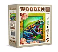 WOODEN.CITY Puzzles en bois coloré grenouille de 250 pièces - Puzzles en bois vibrant pour adultes - Puzzles difficiles en bois en forme d'animal - Puzzles uniques en bois mosaïque pour adultes