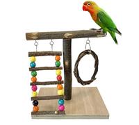 Wooden Cockatiel Playground, Natural Wood, Tabletop Bird Play Rack, Training Stand Parrot Parakeet Cockatiels, Interactive Perch Set for Home, Pet Cage, Table, Aviary, Playroom