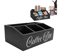 Wooden Coffee Station Organizer, 5 Compartments Ramp Design Coffee Pods Holder Tea and K Cup Storage Rack for Home Office Countertop